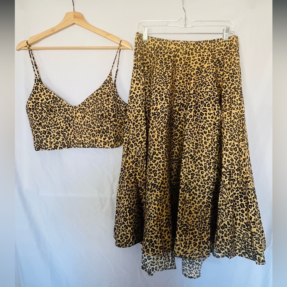 FARM Rio Jaguar Print Crop Top & Skirt Set Matching - Resort Chic - Sz L - NWT - Picture 2 of 8